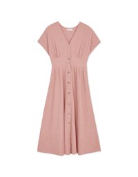 Soft Crease Button Up Cinched Waist Maxi Dress