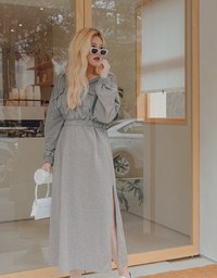 Laidback Side-Slit Hoodie Maxi Dress