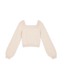 Vintage Peach Heart Square Collar Crop Knit Top