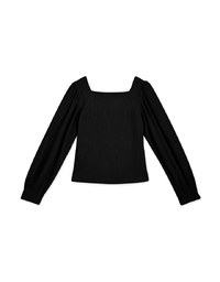 Vintage Square-Neck Puffy Suede Top