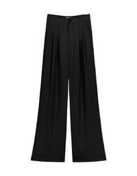 Sleek CEO Style Pleated Suit Wide Pants