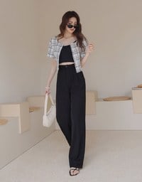 Sleek CEO Style Pleated Suit Wide Pants