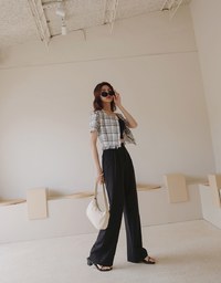 Sleek CEO Style Pleated Suit Wide Pants