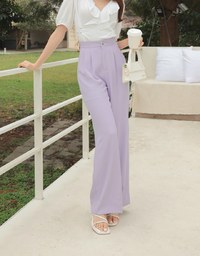 Sleek CEO Style Pleated Suit Wide Pants