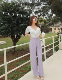 Sleek CEO Style Pleated Suit Wide Pants