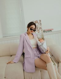 Vigorous Back-Slit Suit Blazer(With Detachable Shoulder Pads)