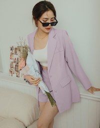 Vigorous Back-Slit Suit Blazer(With Detachable Shoulder Pads)