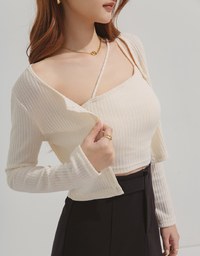 Diagonal Line Two-Piece Top （With Chest Pad）