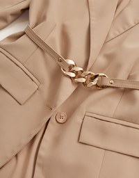 Gold Chain Detachable Shoulder Pad Blazer (With Belt)