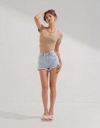 One Side Cutout Cropped Knitted Top