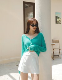 Gauze Buttoned Knit Top