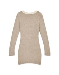 V-Neck Buttoned Knitted Min Dress