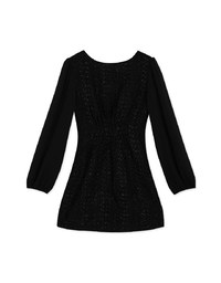 Chic Bead Buttoned Puffed Sleeve Mini Dress