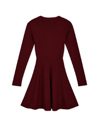 V-Neck Button Hem Knit Mini Dress