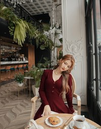 V-Neck Button Hem Knit Mini Dress