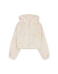 Hooded And Zipped Plush Loose Crop Jacket