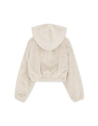 Hooded And Zipped Plush Loose Crop Jacket