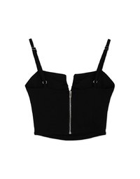 V Low-Cut Scrunch Crop Tank Top (With Chest Pad)