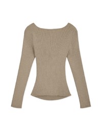 Long Sleeve Heart Collar Knitted Top