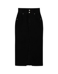 Double-Button High Waist Denim Skirt