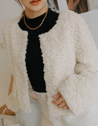 Buttoned Furry Loose Jacket