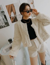 Buttoned Furry Loose Jacket