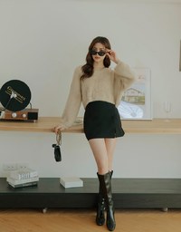 Loose Plush Knit Crop Top