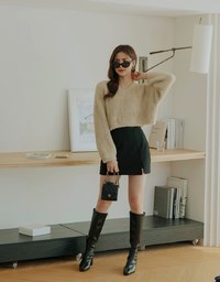 Loose Plush Knit Crop Top