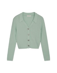 Lapel Collar Button Down Ribbed Knit Top