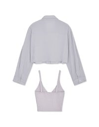 Two-Piece Sheer Crop Button-Up Blouse