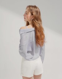 Two-Piece Sheer Crop Button-Up Blouse