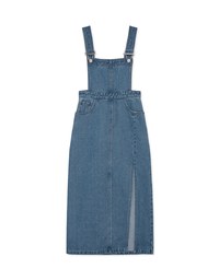 Side Slit Suspender Denim Maxi Dress