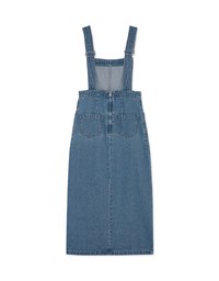 Side Slit Suspender Denim Maxi Dress