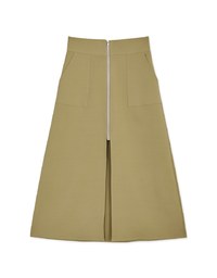 Front Zipper Slit Maxi Skirt
