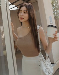 One Shoulder Knitted Top (With Padding)