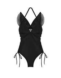 【Lisa's Design】 Double Strap Mesh One-Piece Swimsuit (Thick Padded & Extended Length)