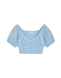 Wide-Neck Button-Up Crop Top