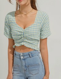 Sweetheart Neck Ruffled Hem Crop Top