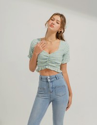 Sweetheart Neck Ruffled Hem Crop Top