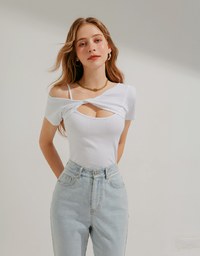 Fake Two-Piece Twisted Design Knit Top