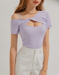 Fake Two-Piece Twisted Design Knit Top