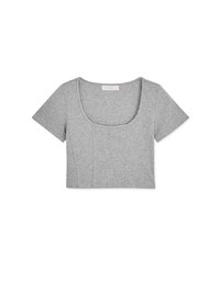 Square Neckline Ribbed Crop Top