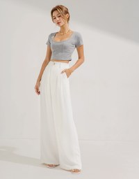 Square Neckline Ribbed Crop Top