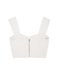 Sheer Strap Pearl Buckle Tank Top (With Padding)