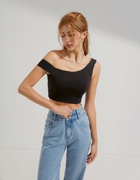 Asymmetrical One-Shoulder Tank Top (With Padding)