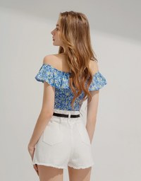 2WAY Flat Lotus Leaf Floral Top (With Padding)