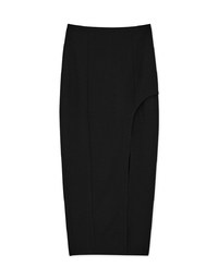 High Waist Elastic Side Slit Long Skirt