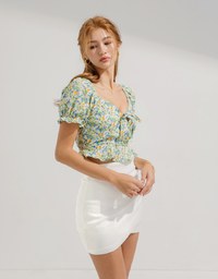 Side Shirred Wrap Hip Skirt