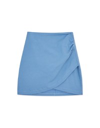 Side Shirred Wrap Hip Skirt