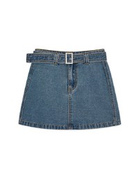 Sleek Denim High Waist Skirt (With Belt)